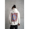Kilim Desen Kapüşonlu Sweat- Beyaz
