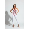 Kırmızı Body Harness Kadın Deri Metal Halka Detaylı - Brf243
