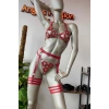 Kırmızı Deri Bdsm Fantazi Jartiyer Takım