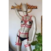 Kırmızı Deri Göğüs Üzeri Harness Ve Jartiyer Harness