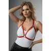 Kırmızı Göğüs Harness Suni Deri Zımba Detaylı - Brf25