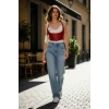Kırmızı Kadın Kemer Bağcıklı Korse Stil Geniş Bel - Brf1428