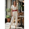 Kırmızı Kadın Kemer Çift Tokalı Geniş Bel Aksesuarı - Brf1203