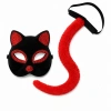 Kırmızı Kedi Maske ve Kuyruk Seti Parti Kostüm Aksesuarı