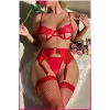 Kırmızı Midye Seksi Jartiyer Takım