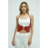 Kırmızı Renk Kalın Kadın Kemeri, Elbise Kemeri, Şık Deri Kemer, Deri Kemer Harness - Brf605