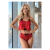 Kırmızı Saten Babydoll Takım - 333-k