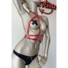 Kırmızı Ve Zincir Detaylı Şık Deri Harness - Brf3