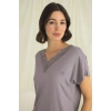 Kısa Kollu V Yakalı Dantelli Pijama Takımı