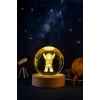 Kişiye Özel 3D Astronot Küre Kristal Led Gece Lambası – USBli Ahşap Standlı LED Masa Gece Lambası