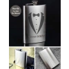 Kişiye Özel Smokin Damat Temalı 9 Oz Çelik Cep Matarası 266 Ml Sevgiliye Hediye
