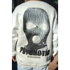 Kışlık Bisiklet Yaka Baskılı SweatShirt - Beyaz -