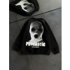 Kışlık Bisiklet Yaka Baskılı SweatShirt - Siyah