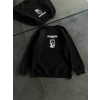 Kışlık Bisiklet Yaka Baskılı SweatShirt - Siyah