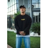 Kışlık Bisiklet Yaka Baskılı SweatShirt - Siyah -