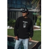 Kışlık Bisiklet Yaka Baskılı SweatShirt - Siyah -
