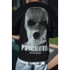 Kışlık Bisiklet Yaka Baskılı SweatShirt - Siyah -
