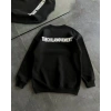 Kışlık Bisiklet Yaka Oversize Baskılı SweatShirt - Siyah -