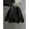 Kışlık Bisiklet Yaka Oversize Baskılı SweatShirt - Siyah -