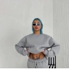 Kışlık Bisiklet Yaka Üç İplik Basic SweatShirt - Gri -