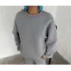 Kışlık Bisiklet Yaka Üç İplik Basic SweatShirt - Gri -