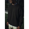 Kışlık Bisiklet Yaka Üç İplik Basic SweatShirt - Siyah -