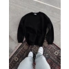 Kışlık Bisiklet Yaka Üç İplik Basic SweatShirt - Siyah -