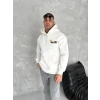 Kışlık Üç İplik Kapüşonlu SweatShirt - Beyaz -