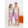 Kız Çocuk İp Askılı Şortlu Penye Lila Pijama Takım