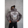 Kordon İpli Baskılı Kapüşonlu Sweatshirt - Füme