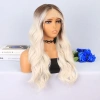 Koyu Kumral / Beyaz Platin Ombreli Su Dalgalı Tül Peruk