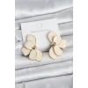 Krem Mineli Lotus Model Pirinç Kadın Küpe - TJ-BKP11734