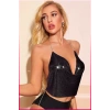 Kristal Siyah Taşlı Parlak Crop & Bluz Kolsuz Kayık Yaka Parti Plaj Büstiyer