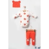 Kulaklı Ayıcık % 100 Pamuk 3lü Erkek Bebek Takım