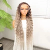 Kumral Beyaz Platin Ombre ve Röfleli Fiber Sentetik Tül Peruk