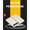 Led Işıklı 20.000mah Powerbank Lcd Gösterge Dahili Çoklu Kablo