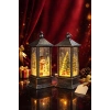 LED Işıklı Noel Feneri 2’li Set – Kardan Adam  & Çam Ağacı Temalı Dekoratif Yılbaşı Lambası 14 Cm