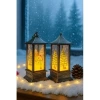 LED Işıklı Noel Feneri 2’li Set – Kardan Adam & Çam Ağacı Temalı Dekoratif Yılbaşı Lambası 14 Cm