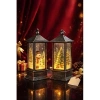 LED Işıklı Noel Feneri 2’li Set – Kardan Adam & Çam Ağacı Temalı Dekoratif Yılbaşı Lambası 14 Cm