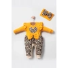 Leopar Desenli Fiyonklu % 100 Pamuk Kız Bebek Tulum