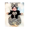 Leopar Desenli Fiyonklu % 100 Pamuk Kız Bebek Tulum