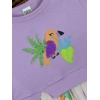 LİLA BİSİKLET YAKA KISA KOLLU LASTİKLİ BEL PAÇA KIZ ÇOCUK & BEBEK ELBISE