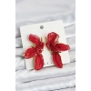 Lotus Model Kırmızı Renk Tüllü Kadın Küpe - TJ-BKP11635
