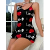 Love Desenli Saten Gecelik