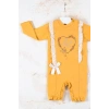 Love Kalp Nakışlı % 100 Pamuk Kız Bebek Tulumu