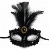Lüks Siyah Tüylü Taşlı Balo Maskesi