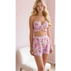 Luna Lora Pembe Desenli Tül Şortlu Sütyen Takımı Fantezi Kadın İç Giyim