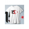 MARSiLYAN- 15 Temmuza Özel Tasarım Ay Yıldız Baskılı T-shirt - Beyaz