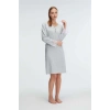 MARSiLYAN- Anıl 11312 Kol V Yaka Kadın Polyester Elastan DÜZ Yazlık Örme Normal Bel Mini Dantel Detaylı Gecelik