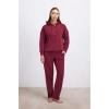 MARSiLYAN- Anıl Kadın Bordo Kapüşonlu Sweatshirt ve Pantolon Takımı (11604)